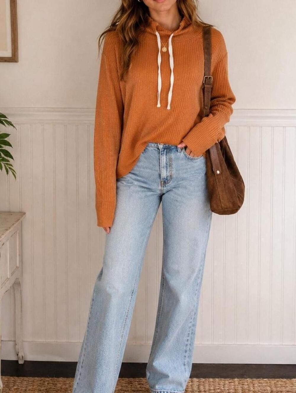 Jane and Delancey Ribbed Cowl Neck Pullover